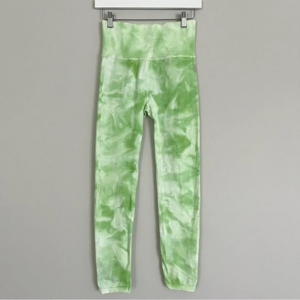 Free People Movement Good Karma Green Tie Dye Seamless 7/8 Leggings, Size M/L